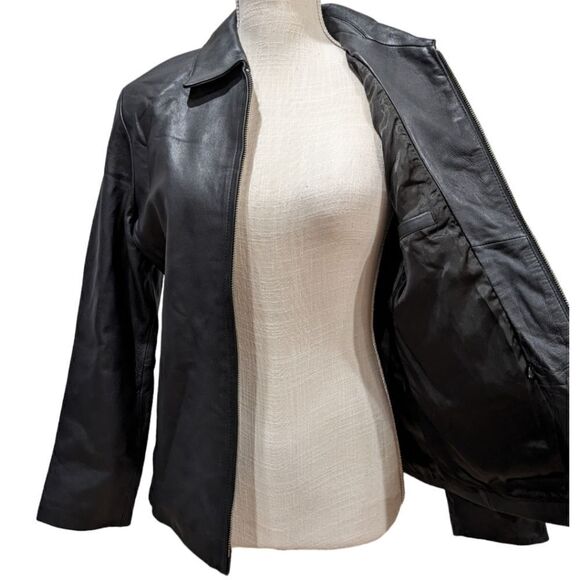 VTG Golden Bear Cisco 10th Anniversary Embroidered Womens Black Leather Jacket S - Picture 6 of 11